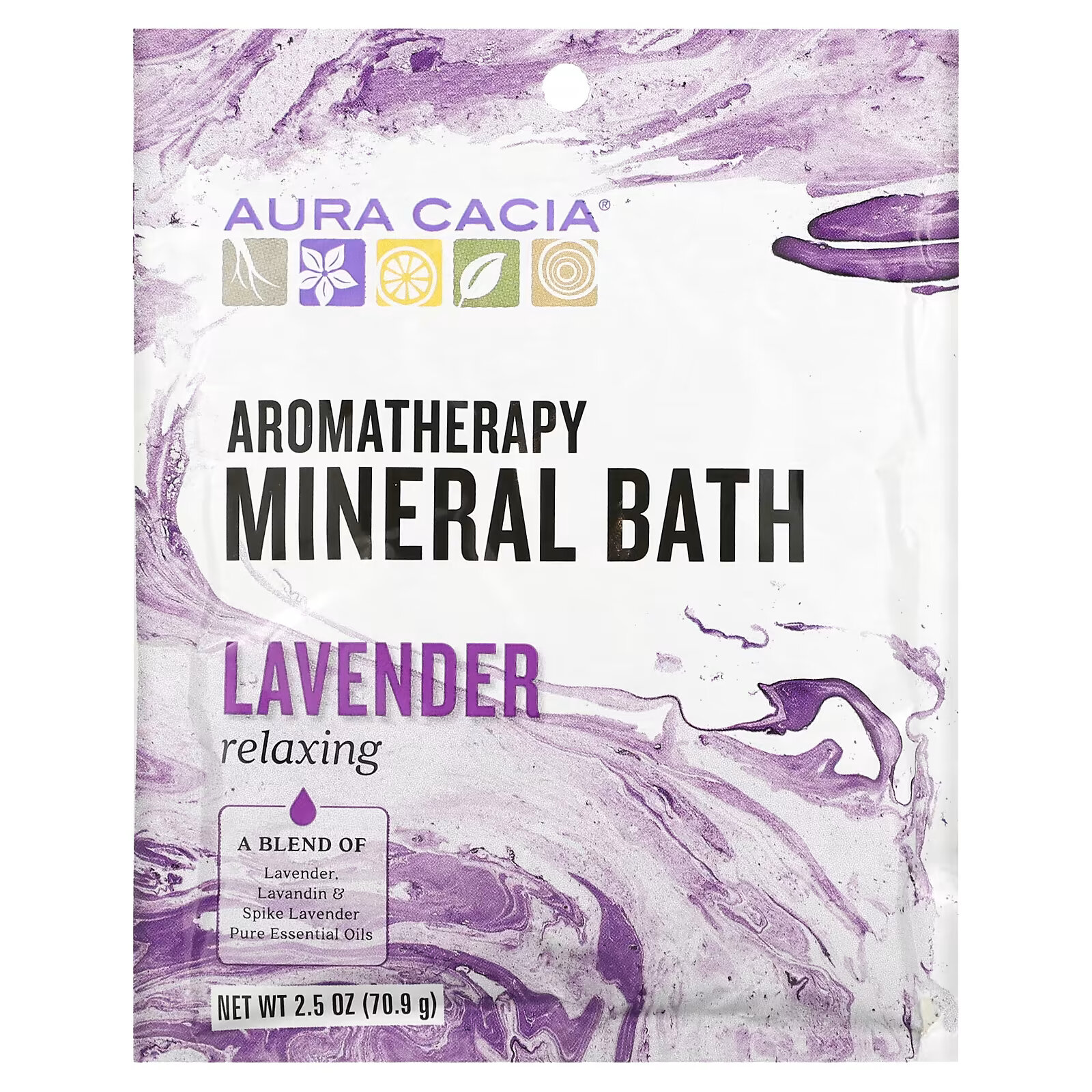 Aura Cacia, Aromatherapy Mineral Bath, расслабляющая лаванда, 70,9 г (2,5 унций) aura cacia aromatherapy mineral bath расслабляющая лаванда 70 9 г 2 5 унций