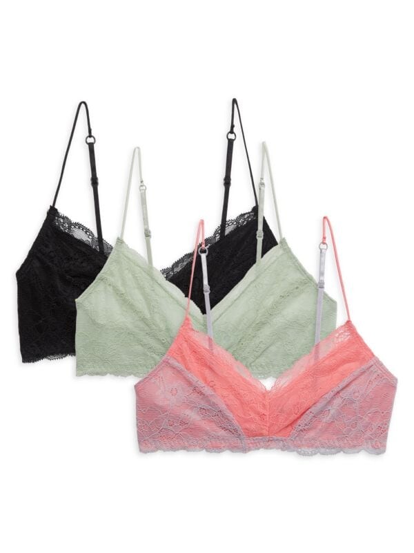 

Комплект Honeydew Intimates из 3 кружевных бюстгальтеров без косточек, черный