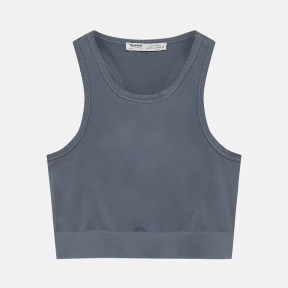 

Топ Pull&Bear Seamless Crop, серо-синий