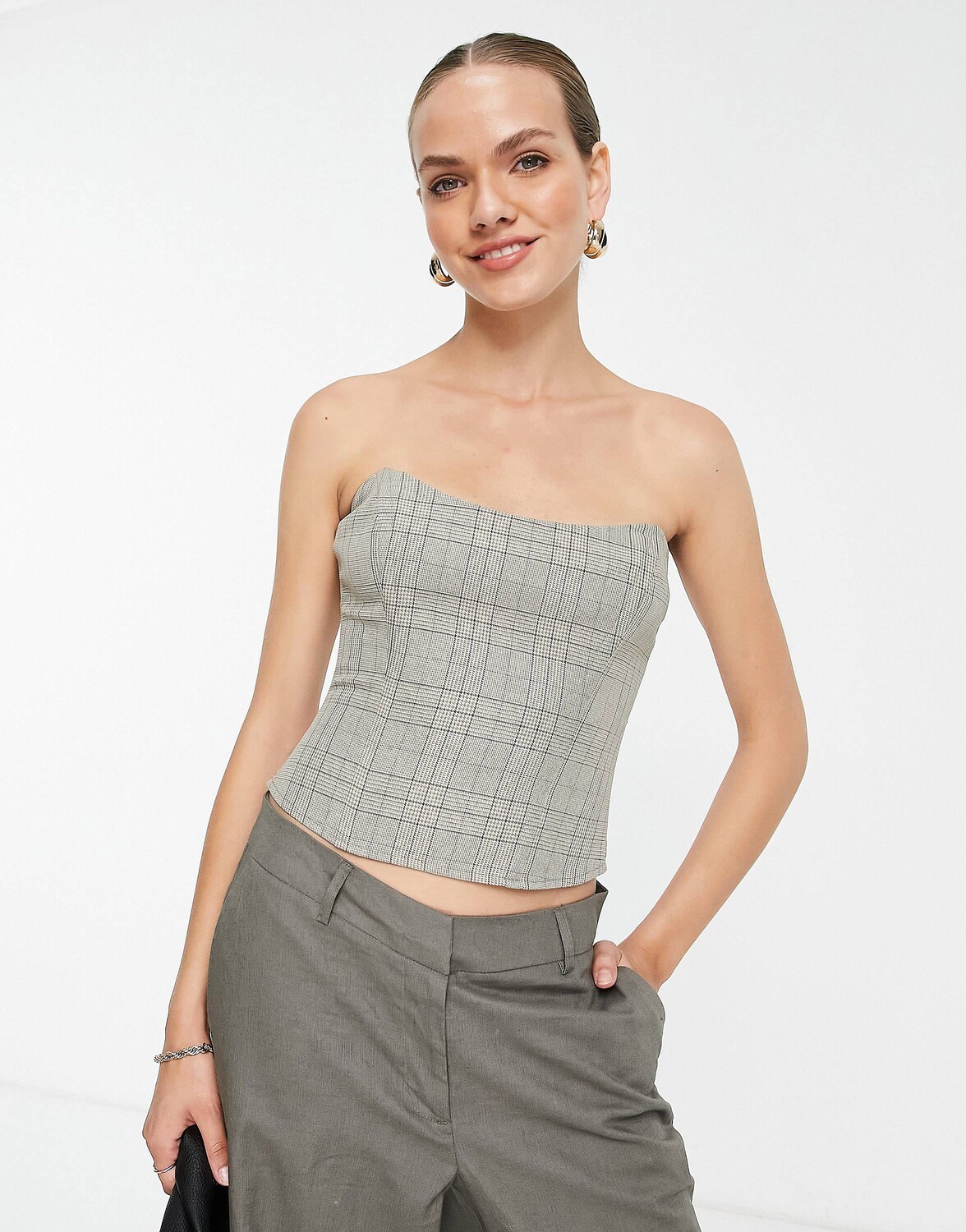 

Нейтральный корсет в клетку Topshop