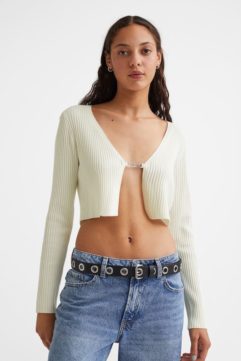 

Короткий кардиган в рубчик H&M, сливочный