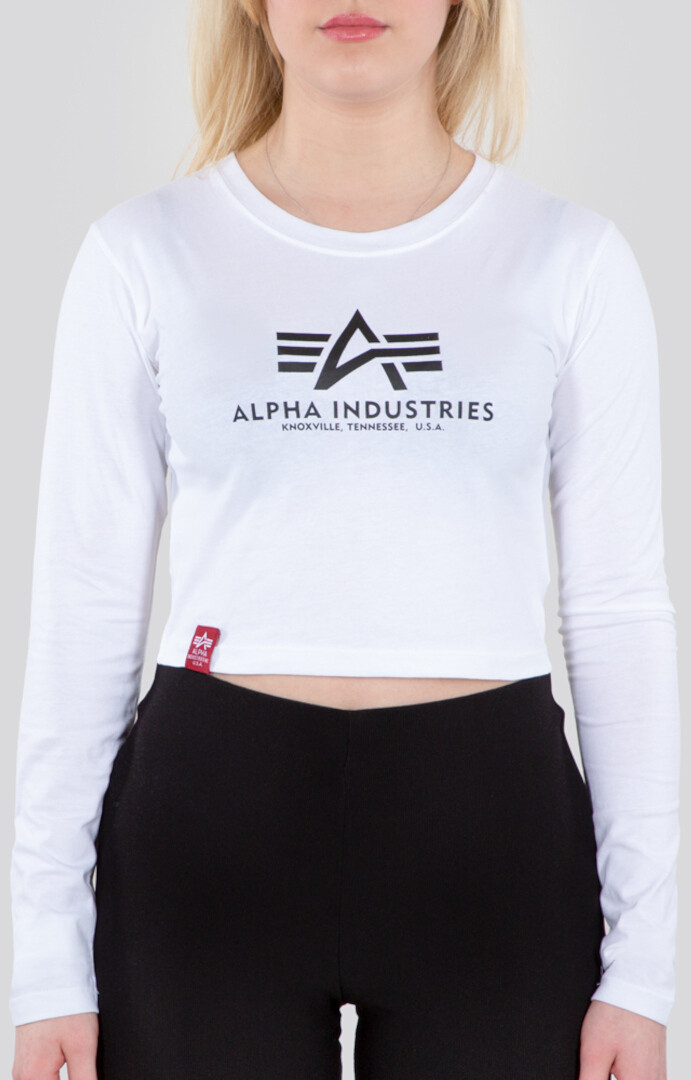 

Рубашка Alpha Industries Basic Cropped женская с длинными рукавами, белая