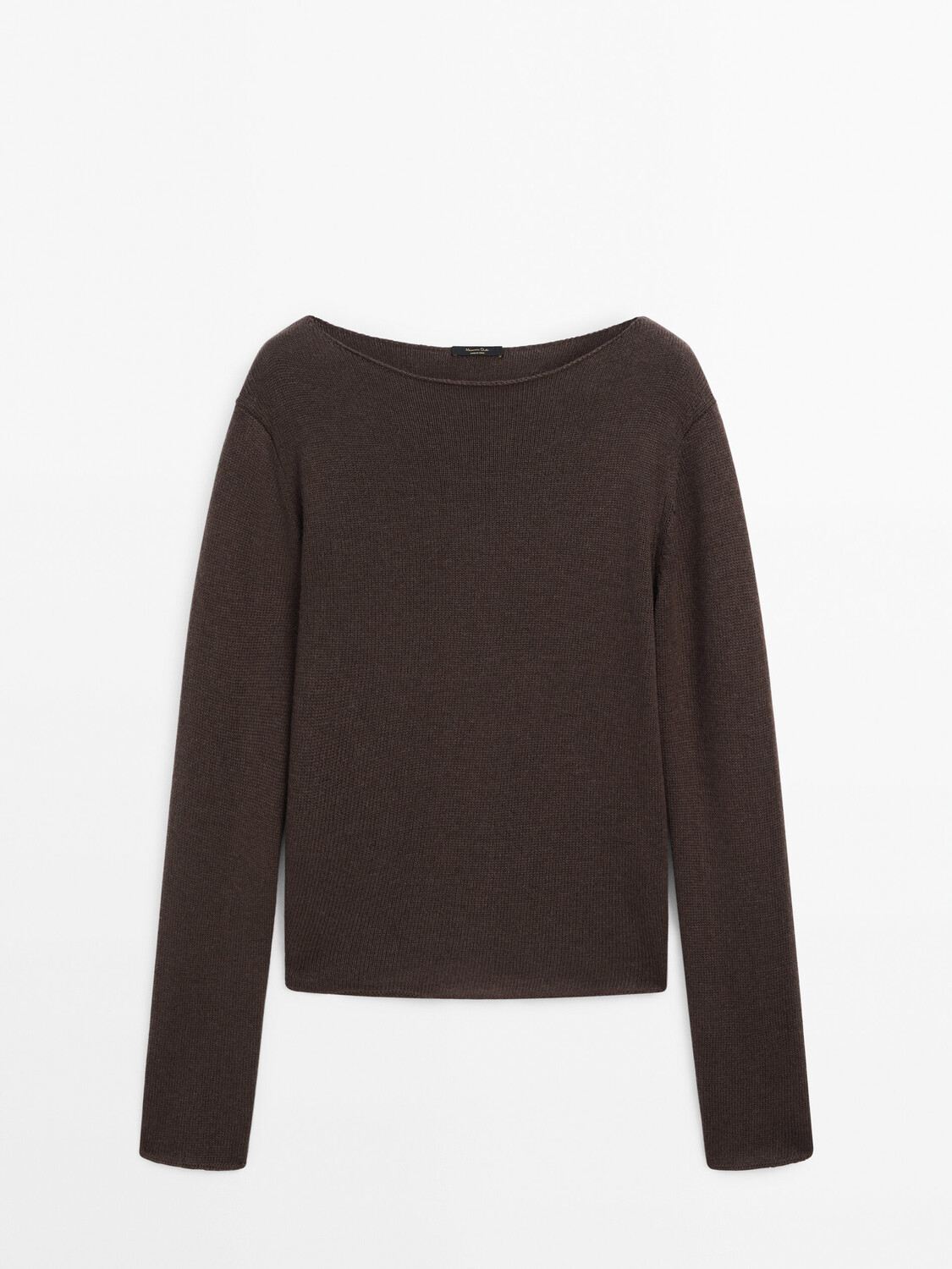 

Свитер Massimo Dutti Fine Knit Wool With Trims, коричневы