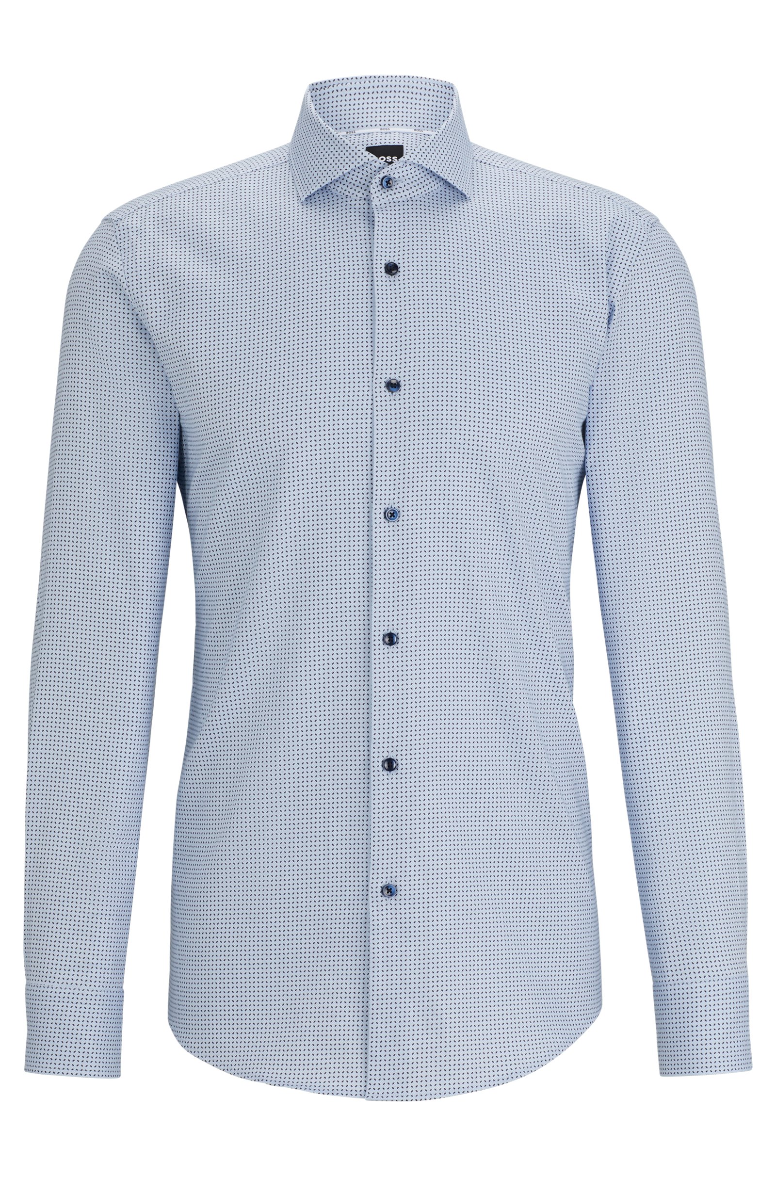 Рубашка Boss Slim-fit In Printed Oxford Stretch Cotton, голубой рубашка boss slim fit in printed twill голубой
