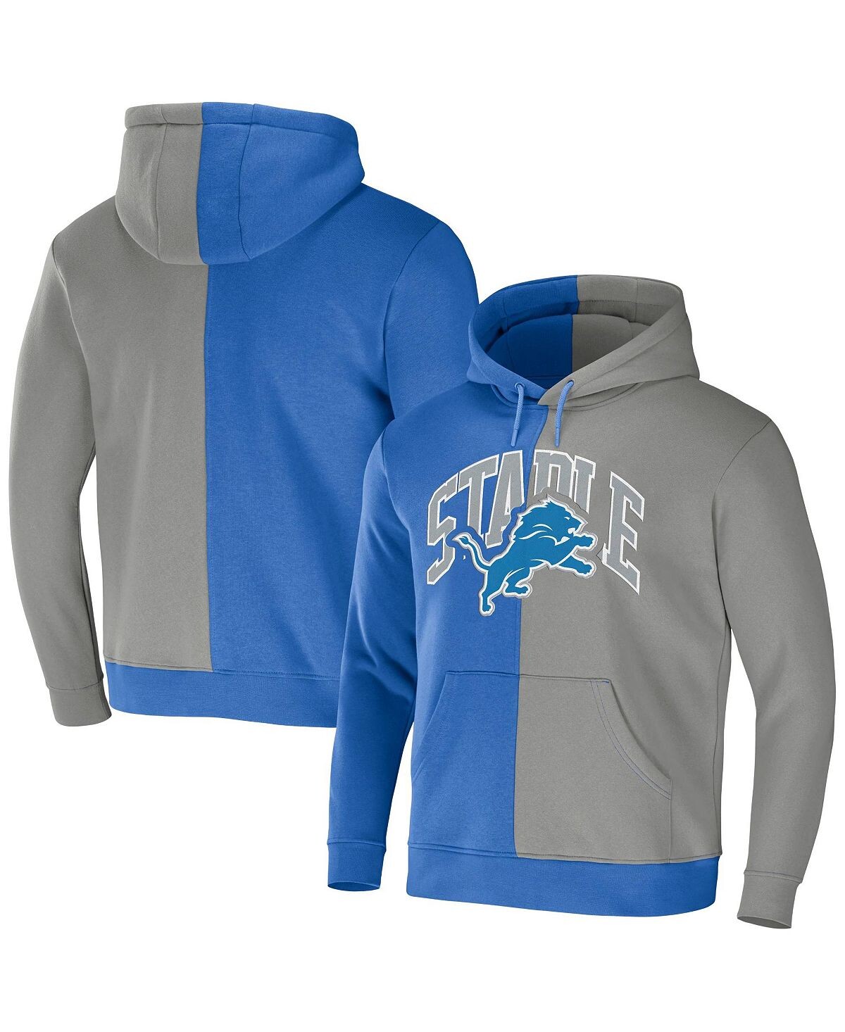 

Мужская толстовка с капюшоном nfl x staple сине-серого цвета detroit lions с разрезным логотипом NFL Properties