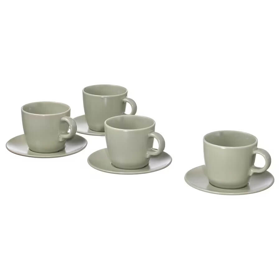 

Чашка с блюдцем Ikea Fаrgklar, 25 сл, матовый зелёный