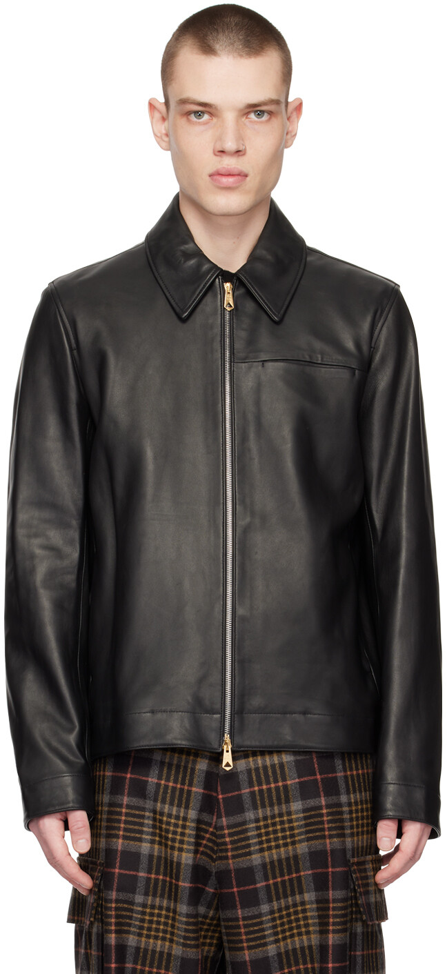 

Черная кожаная куртка на молнии Paul Smith