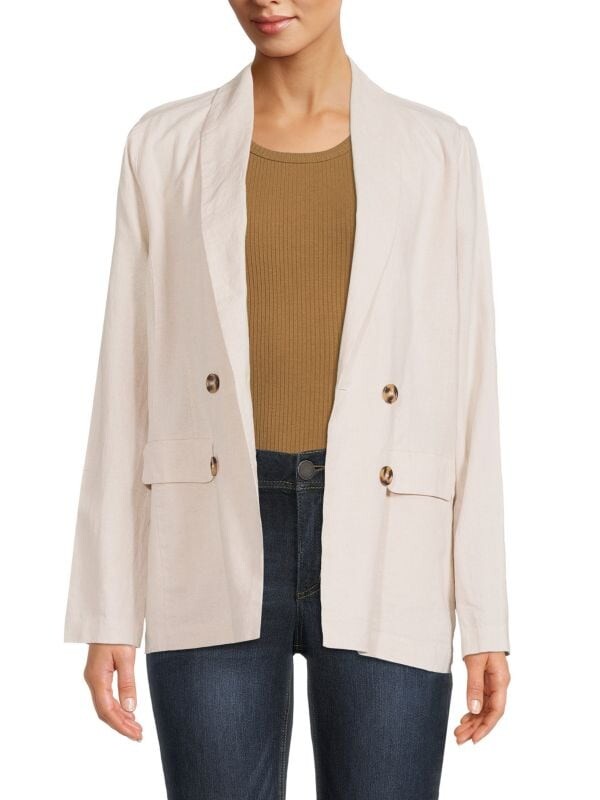 

Блейзер оверсайз Saks Fifth Avenue из льна и хлопка, teracotta