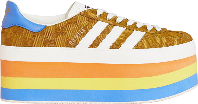 Лимитированные кроссовки Adidas Gucci x Wmns GG Gazelle 'GG Monogram', коричневый - фото