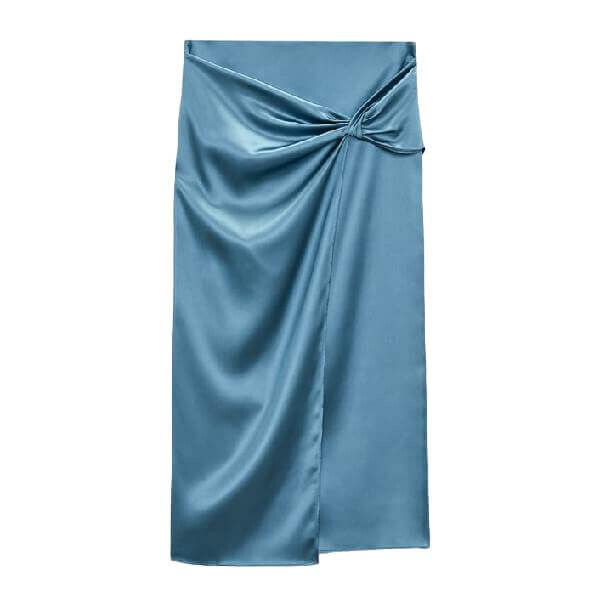 

Юбка Zara Satin With Knot, стальной синий