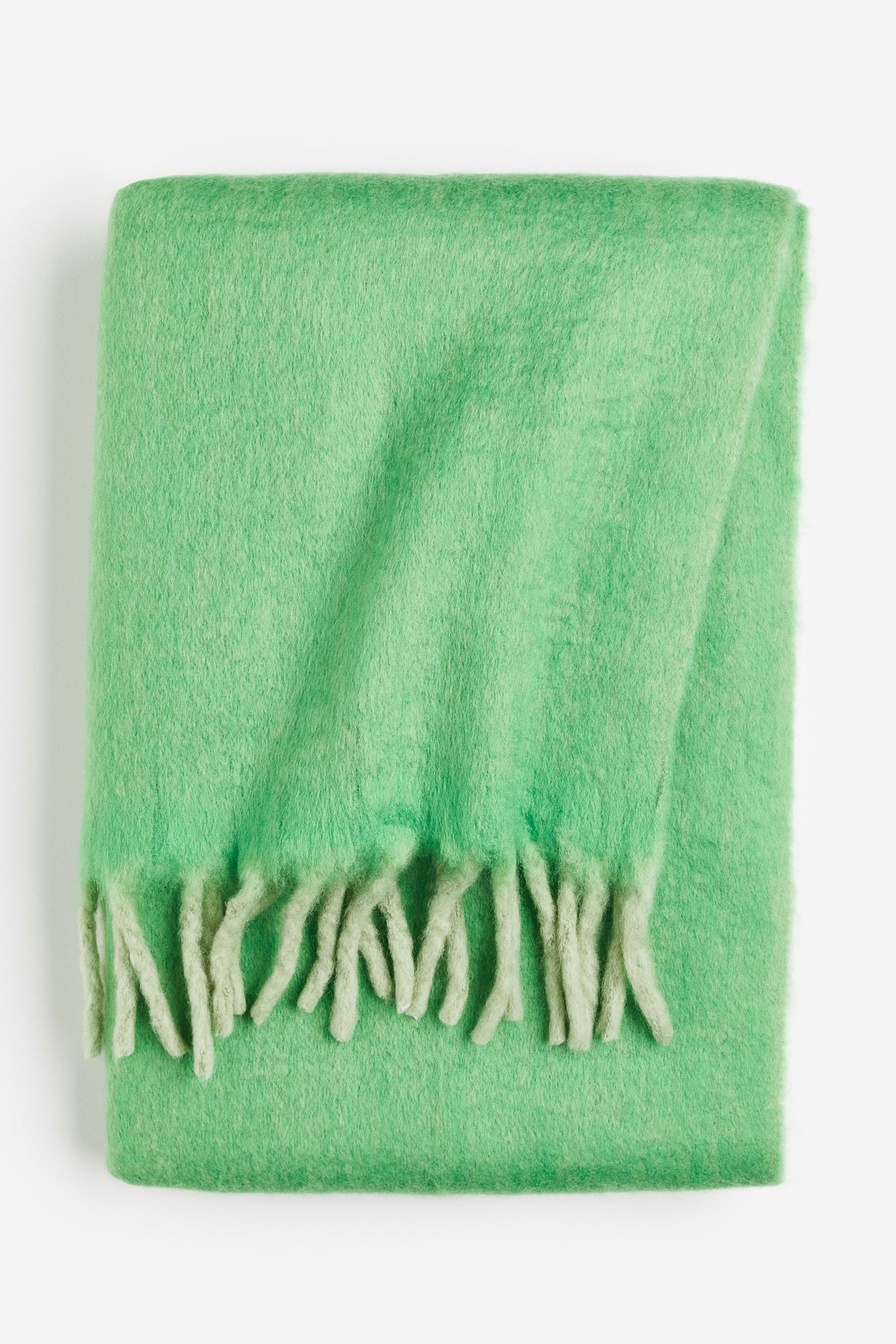 Плед H&M Home Wool-blend, ярко-зеленый