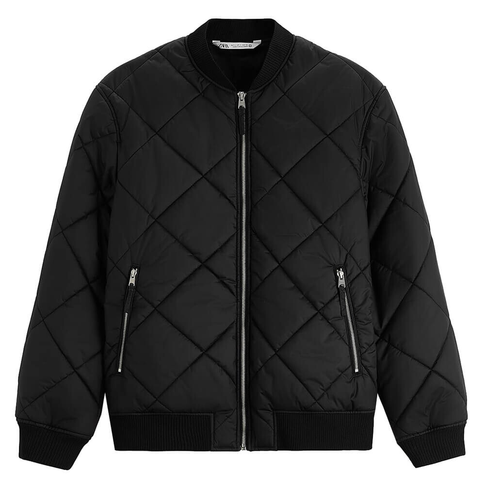 

Стеганая куртка-бомбер Zara, черный