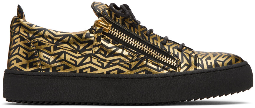 

Черно-золотые кроссовки Frankie с монограммой Giuseppe Zanotti