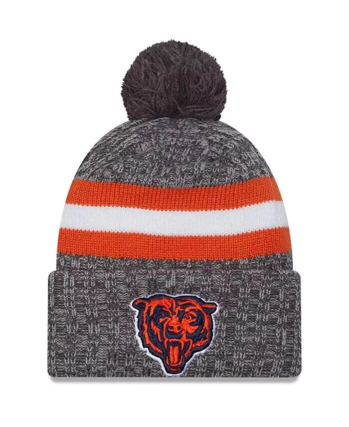 

Мужская серая вязаная шапка Chicago Bears 2023 Sideline Sport с манжетами и помпоном New Era, серый