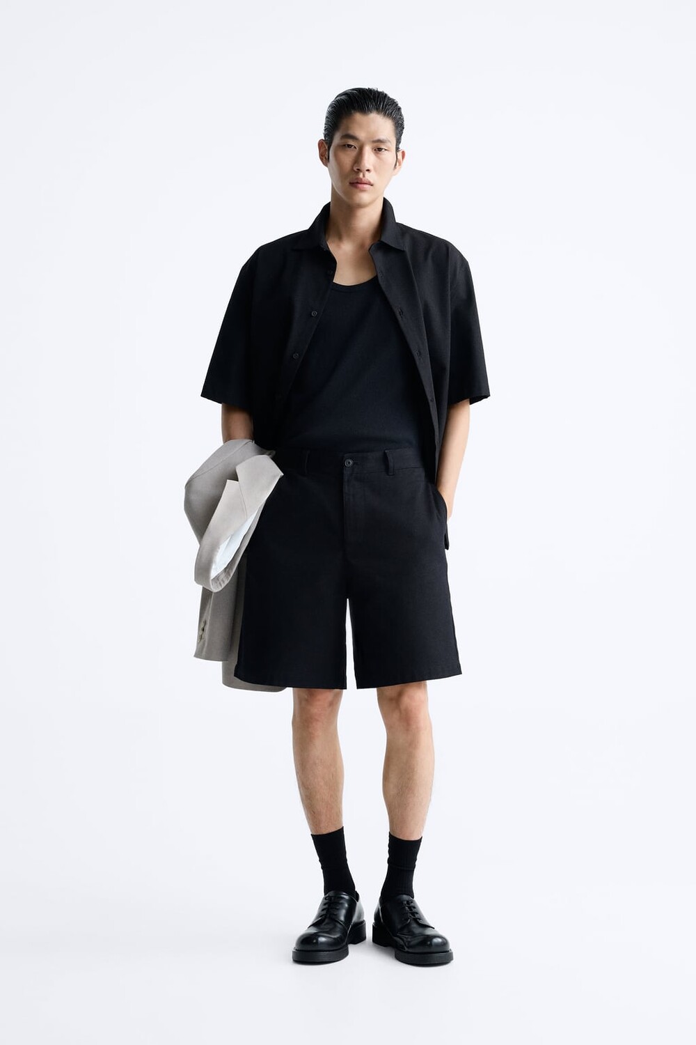 

Рубашка из сирсакера ZARA, черный