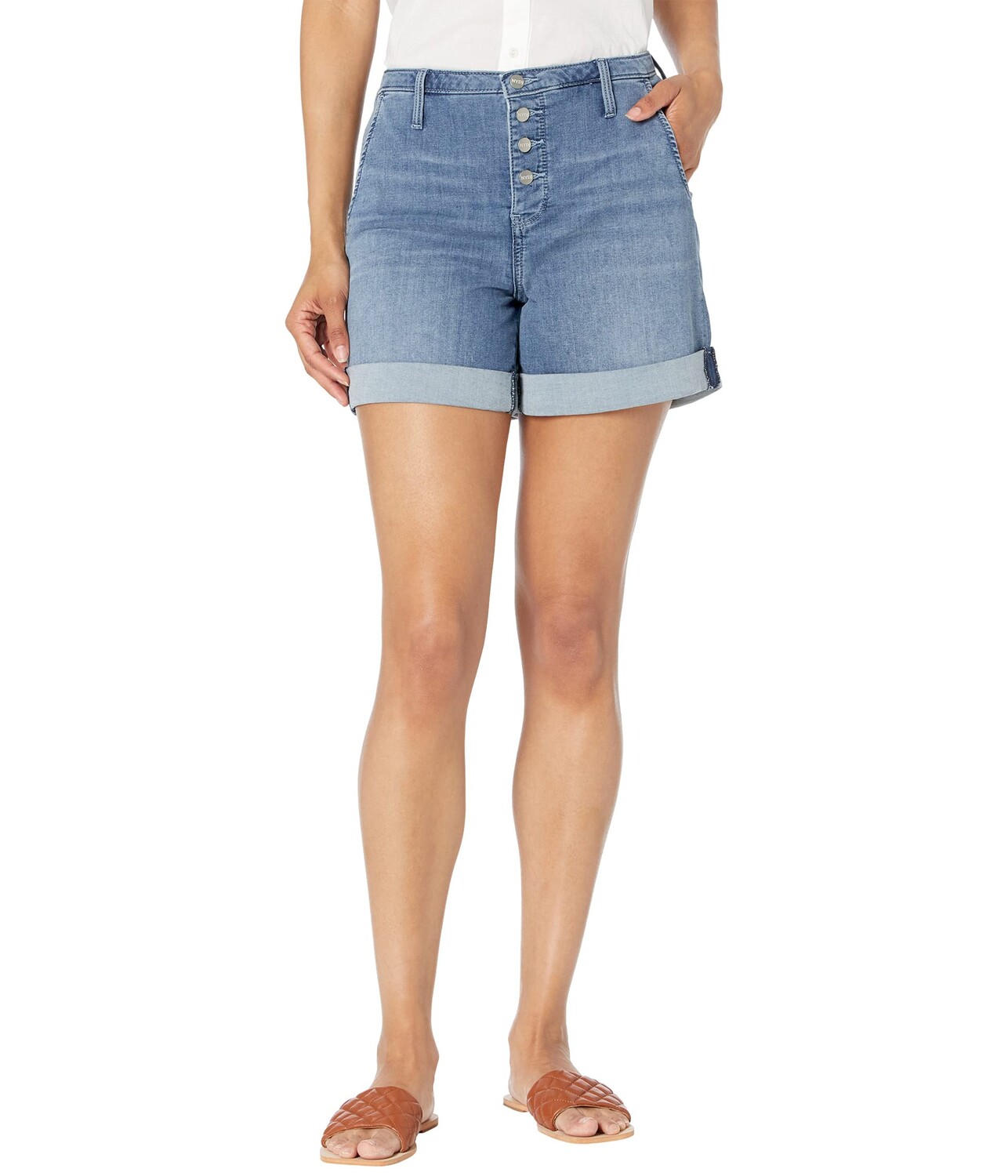 

Шорты NYDJ, Higher Rise Denim A-Line Shorts in Horizon