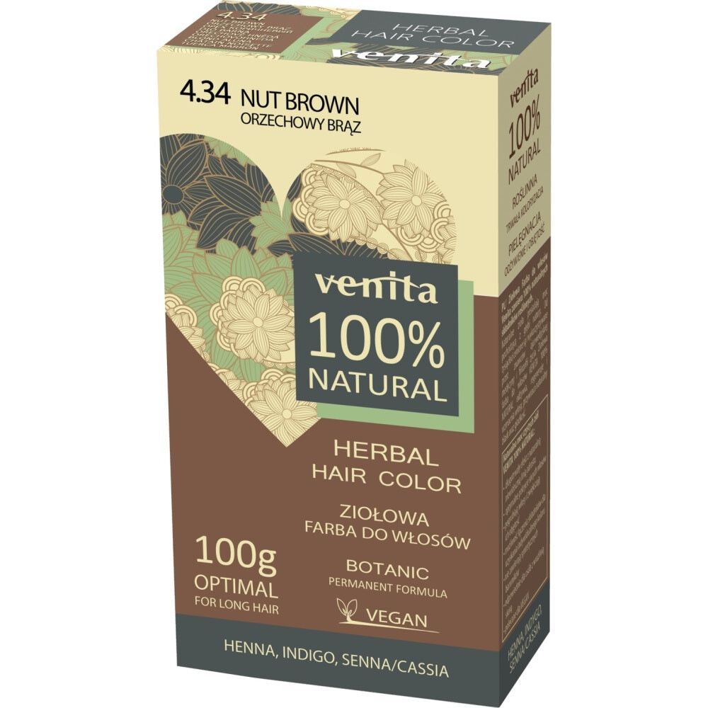 

Venita Травяная краска для волос Herbal Hair Color 4.34 Орех Коричневый 100г