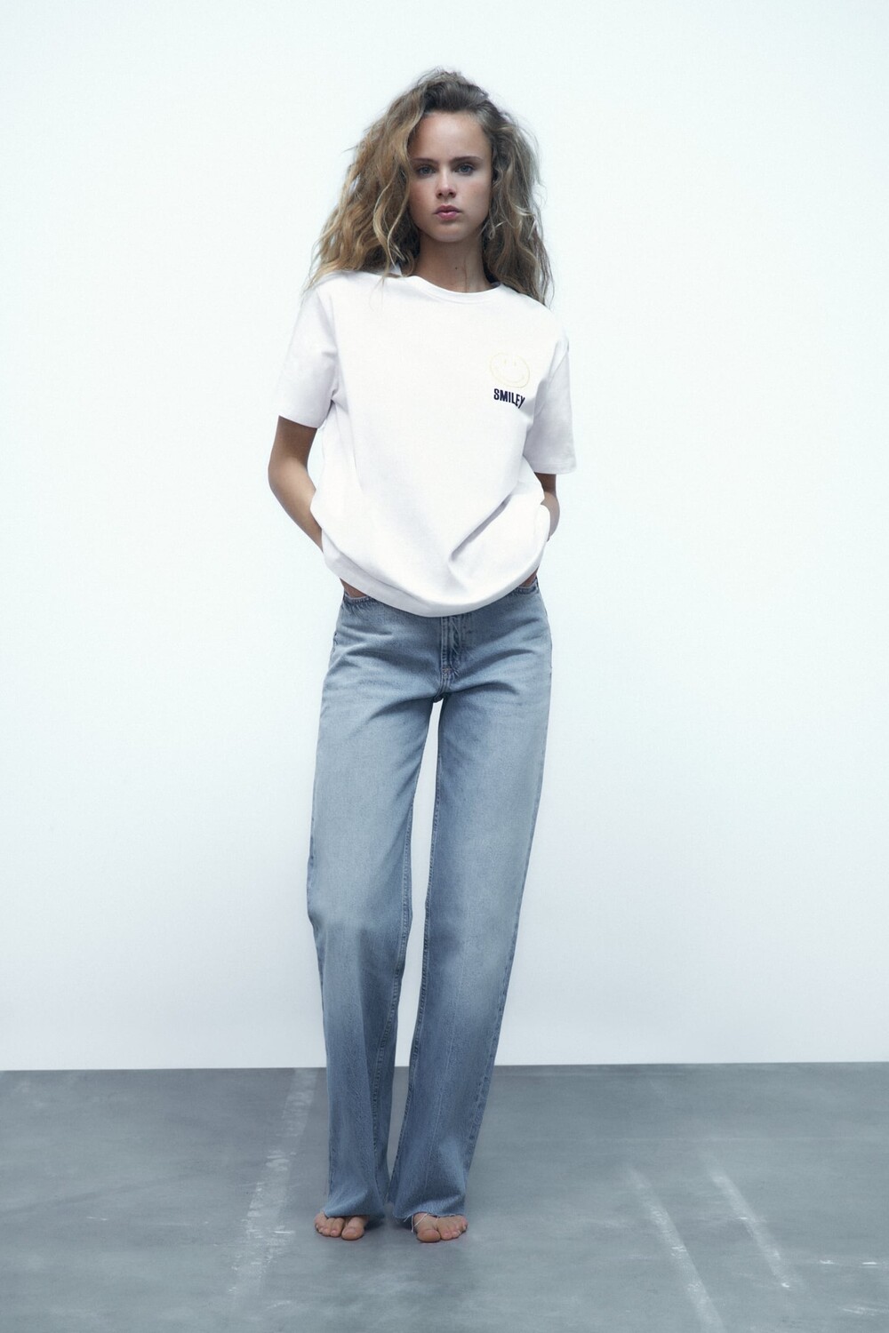 

Футболка smiley в полоску ZARA, белый