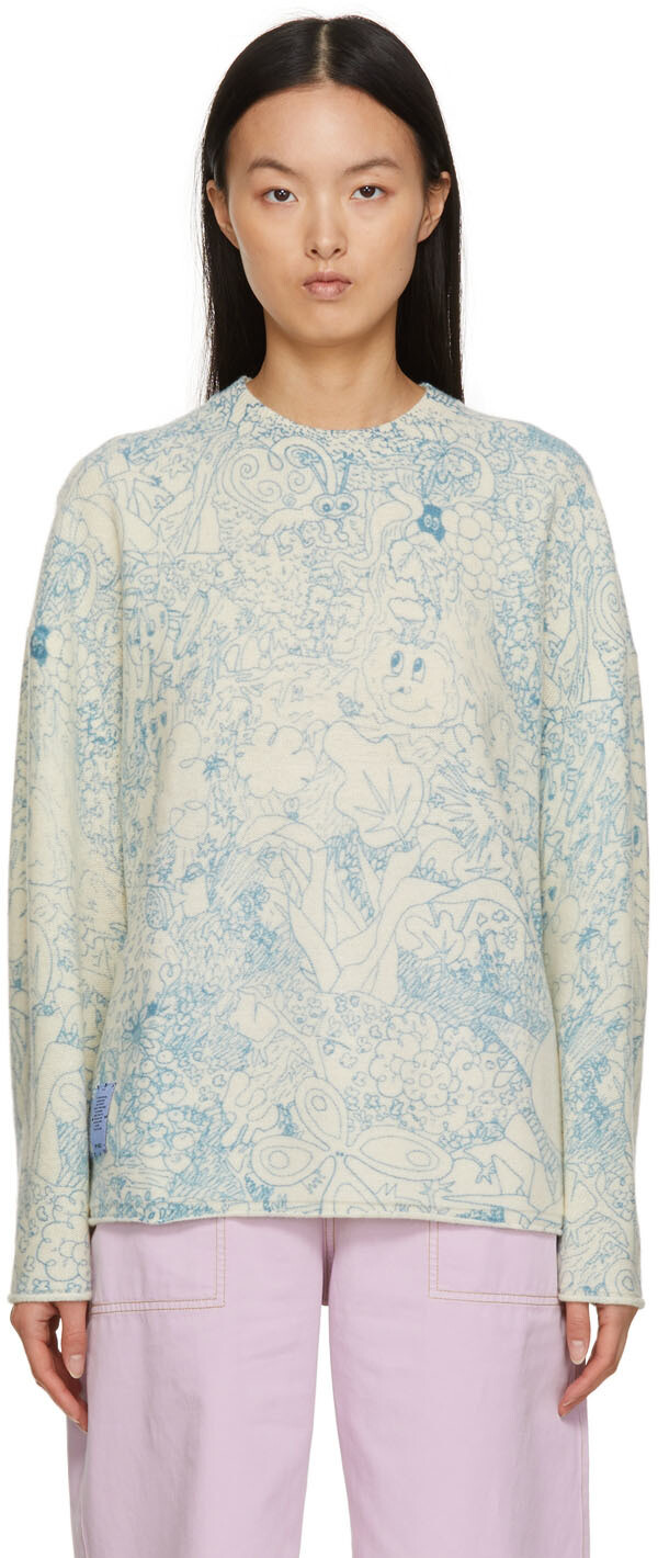 

Off-White & Blue Doodle Sweater MCQ