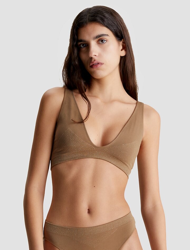 

Бесшовный лиф бикини с треугольными чашечками без косточек Calvin Klein, Коричневый