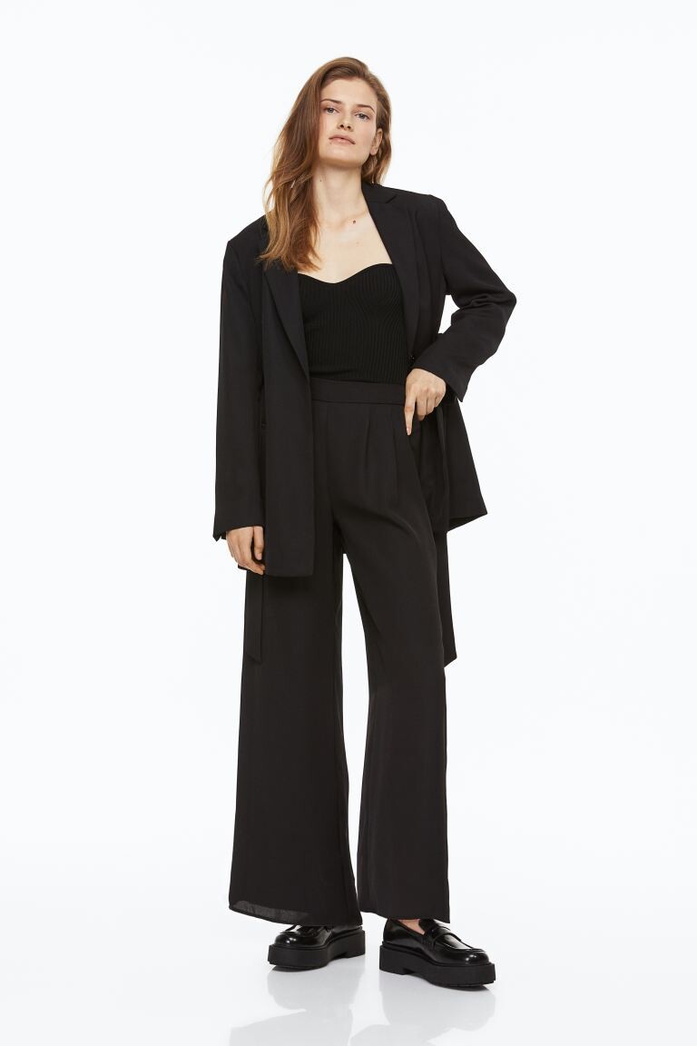 

Широкие атласные брюки H&M, черный