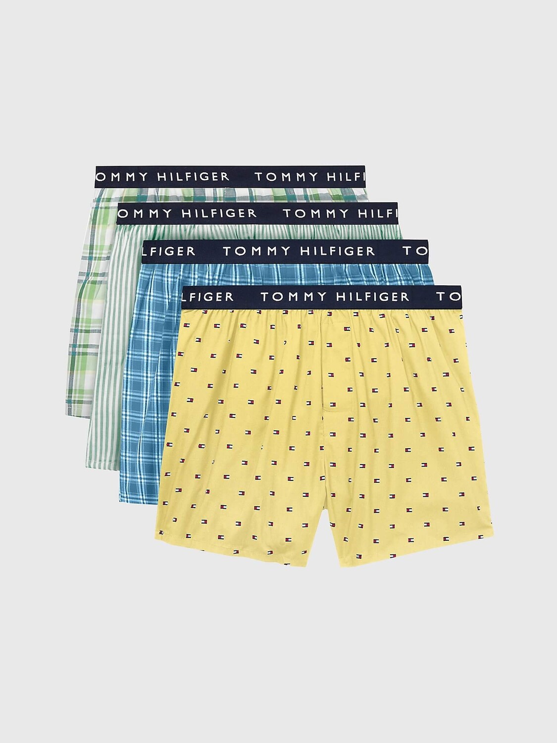 

Набор боксеров Tommy Hilfiger Woven Cotton, 4 предмета, жёлтый/зелёный/голубой