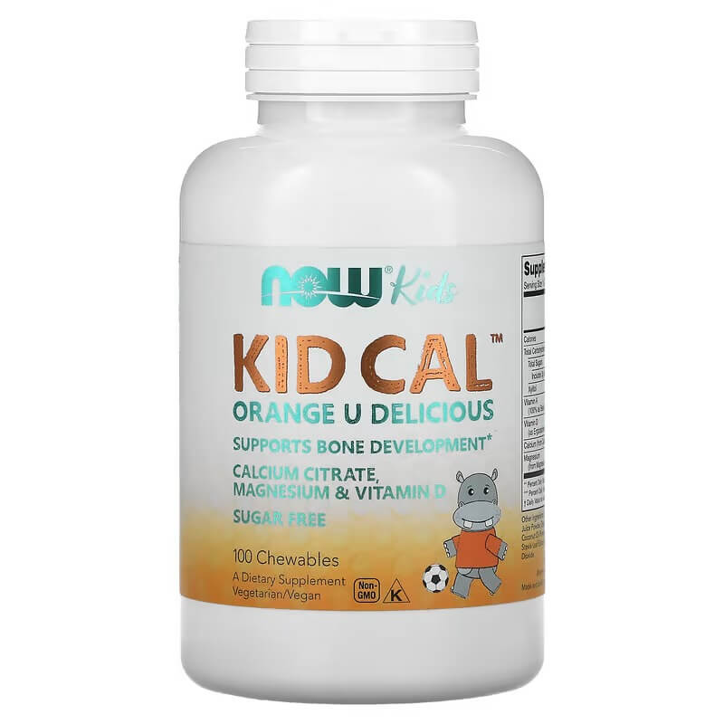 NOW Foods, Kid Cal, 100 жевательных таблеток now foods гамк в форме жевательных таблеток натуральный ароматизатор апельсин 90 жевательных таблеток