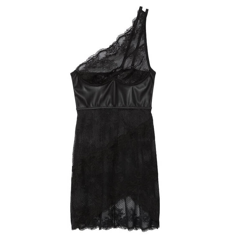 

Корсетное платье Victoria's Secret Faux Leather & Fishnet, черный
