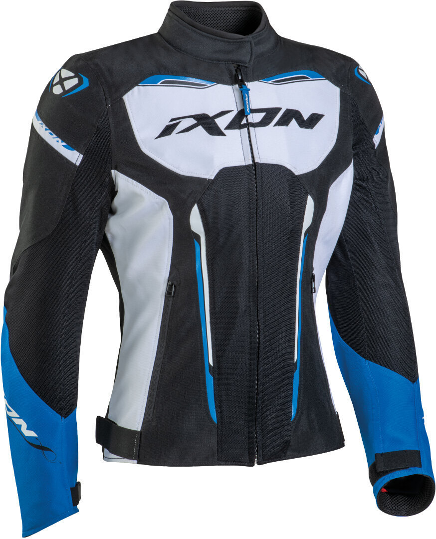 Куртка Ixon Striker WP для женщин для мотоцикла Текстильная, черно-бело-синяя