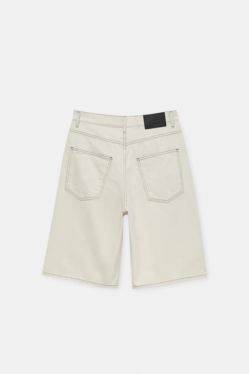 

Шорты Pull&Bear Baggy Fit Wide-leg Denim Bermuda, белый