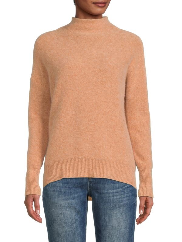 

Свитер из матового кашемира с вырезом воронки Saks Fifth Avenue Classic camel
