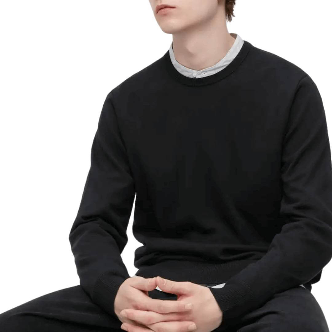 Джемпер Uniqlo Extra Fine Merino, черный рубашка поло uniqlo 100% extra fine merino knit long sleeved серый