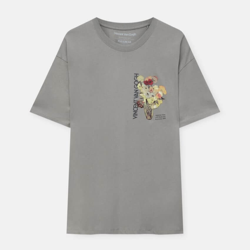 

Футболка Pull&Bear Short Sleeve Van Gogh, серый