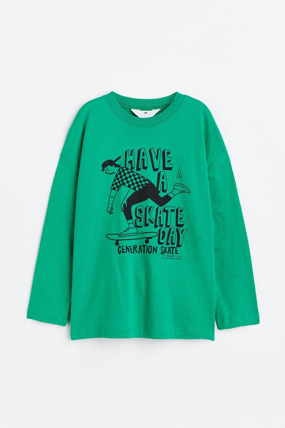 

Топ с длинными рукавами и принтом H&M Skateboarder, зеленый