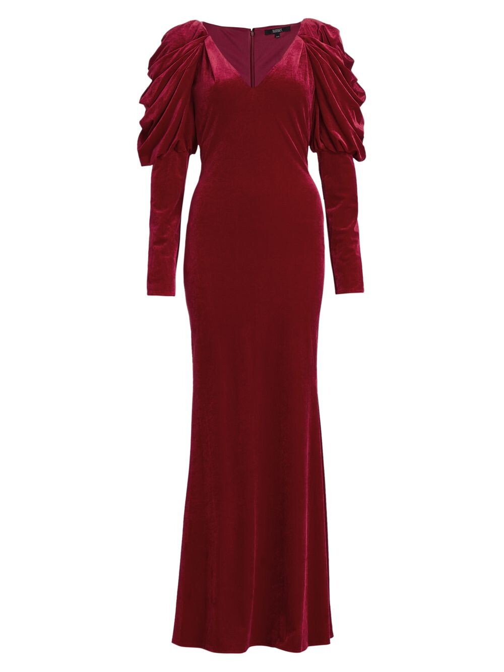 

Бархатное платье с драпированными рукавами Badgley Mischka, красный