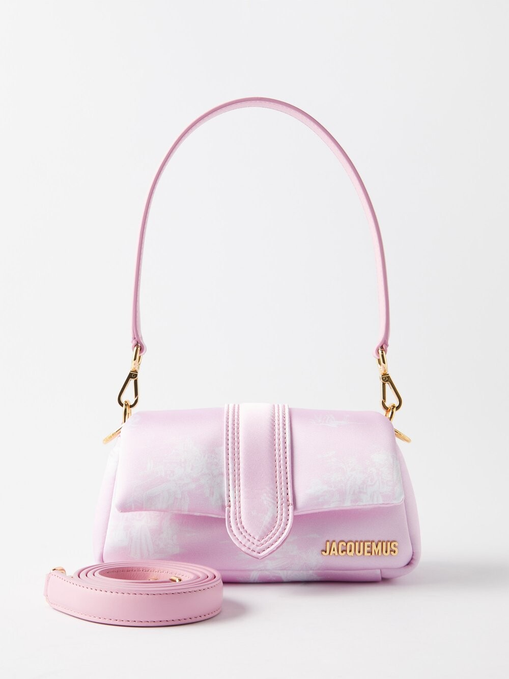 

Маленькая сумка на плечо bambimou из атласа с принтом Jacquemus, розовый