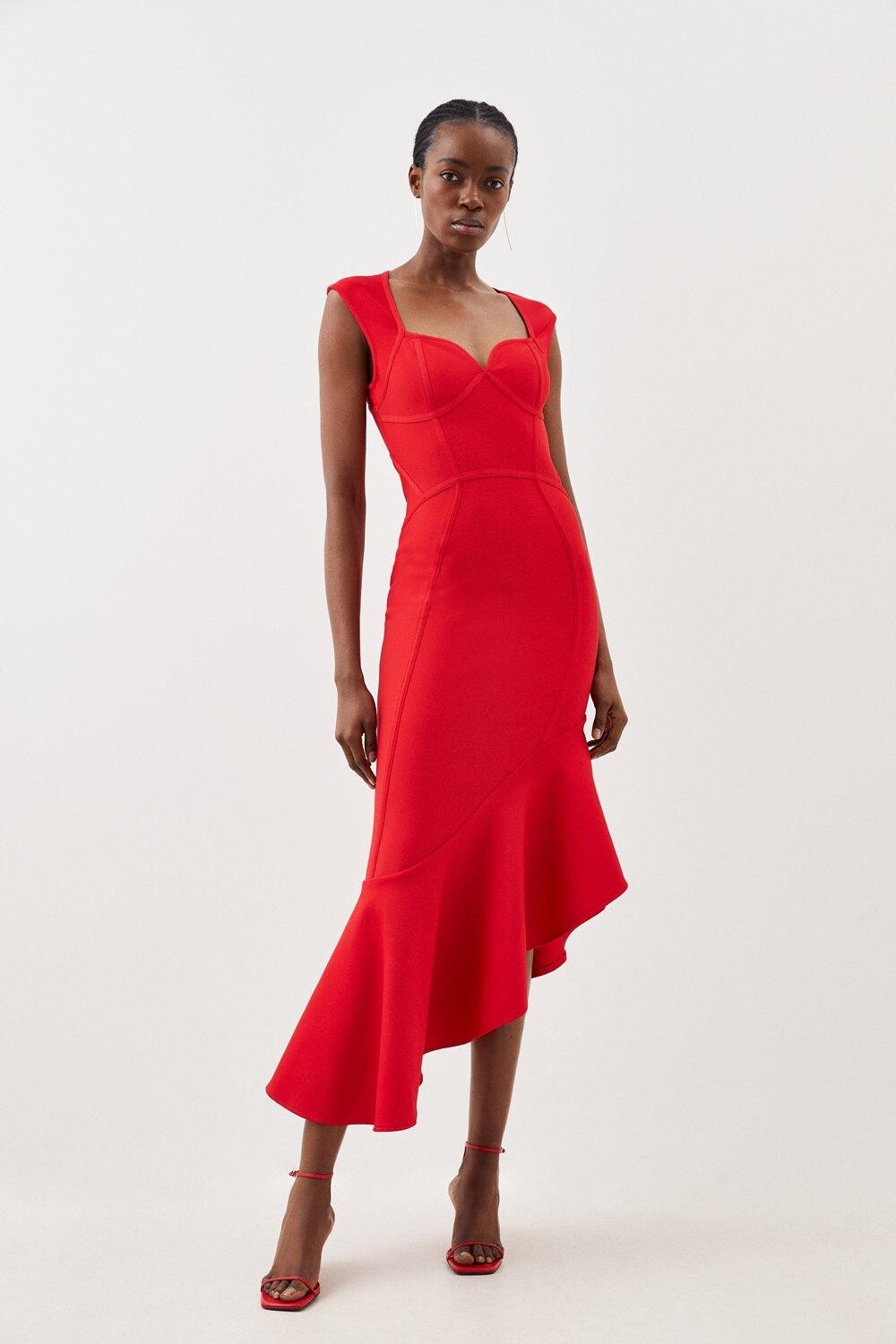 

Трикотажное платье Midaxi с бандажной фигурой Karen Millen, красный
