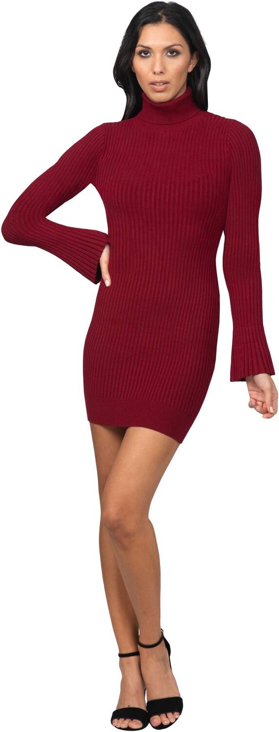 

Платье-свитер с воротником-стойкой Bebe, красный