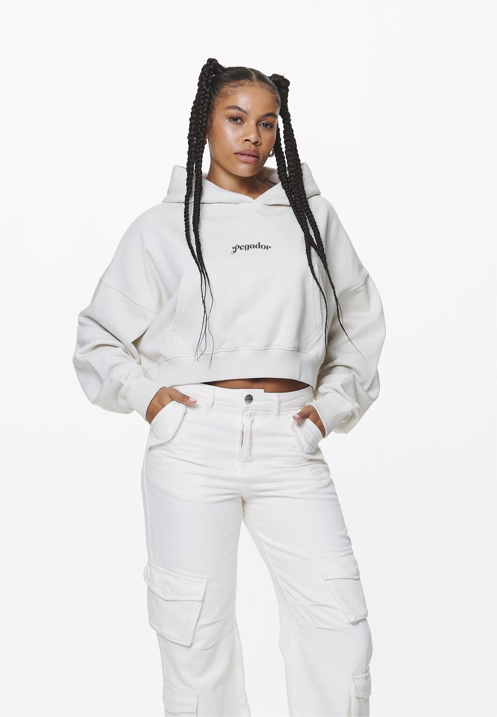 

Толстовка ODDA OVERSIZED CROPPED HOODIE Pegador, цвет washed salty cream