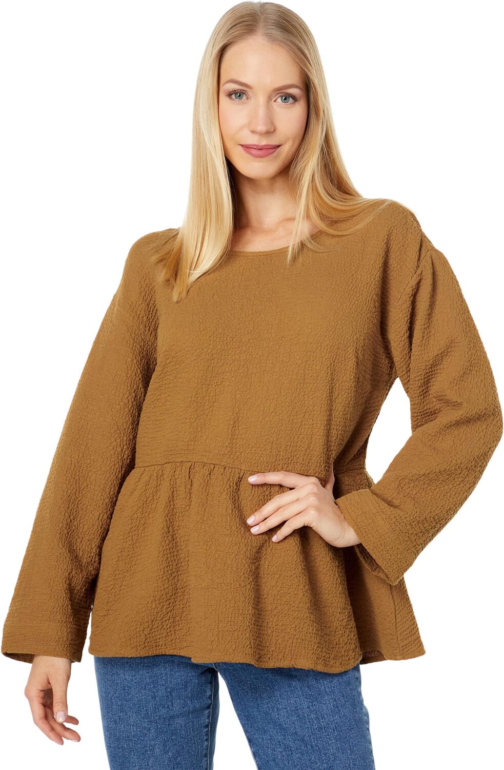 

Топ с баской и открытой спиной Madewell, цвет Toffee