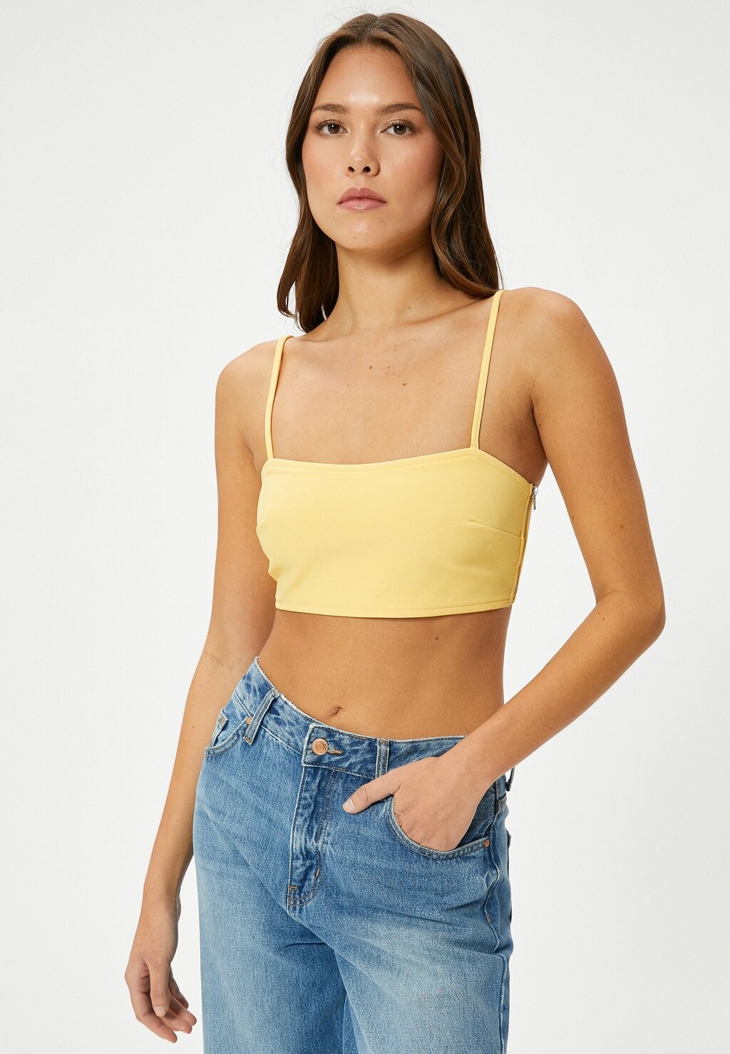 

Топ CROP TANK THIN STRAPPY Koton, желтый