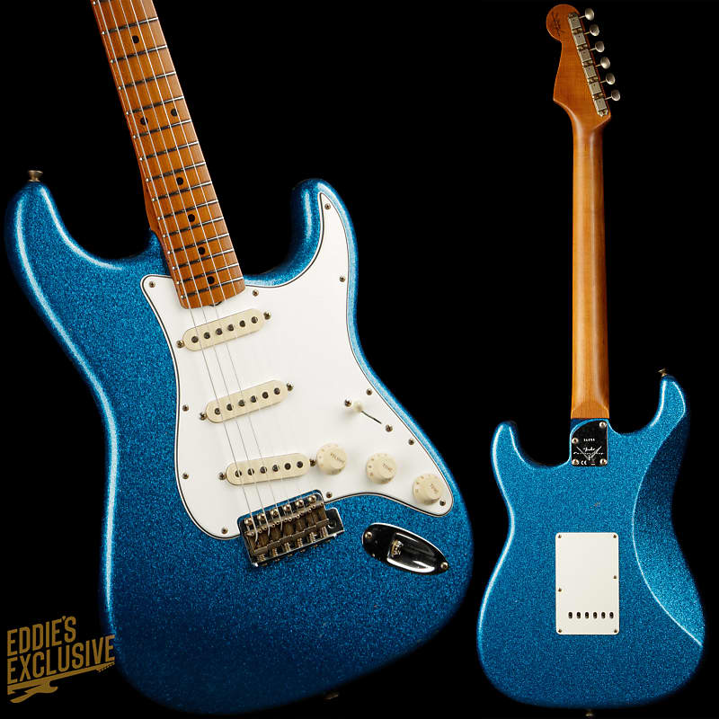 Электрогитара Fender Custom Shop Eddie's Guitars Exclusive Dealer Select Roasted 1963 Stratocaster Journeyman - Blue Sparkle