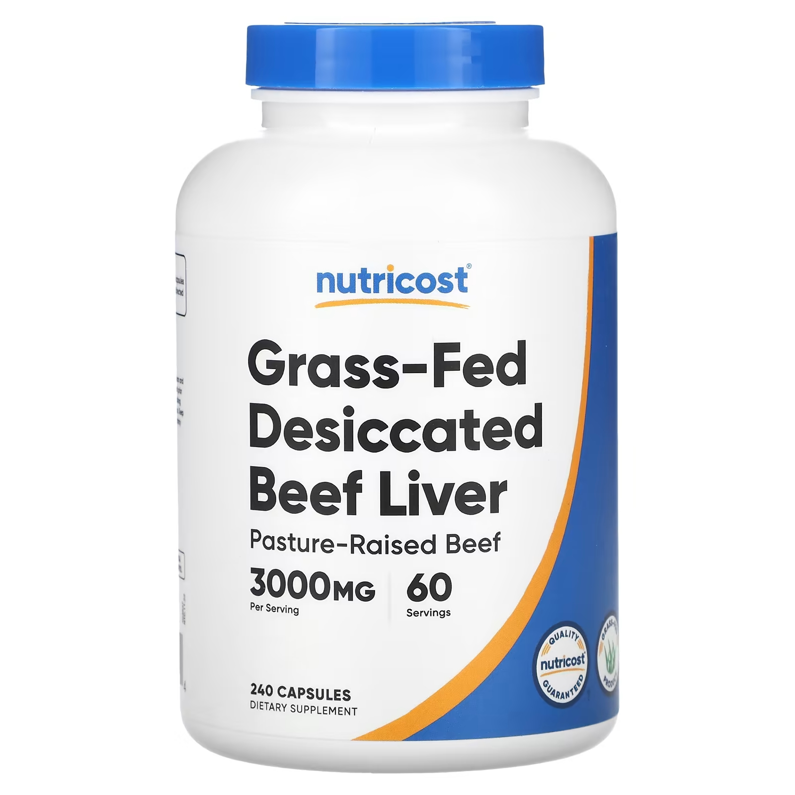 цена Nutricost сушеная говяжья печень травяного откорма, 3000 мг, 240 капсул (750 мг на капсулу)