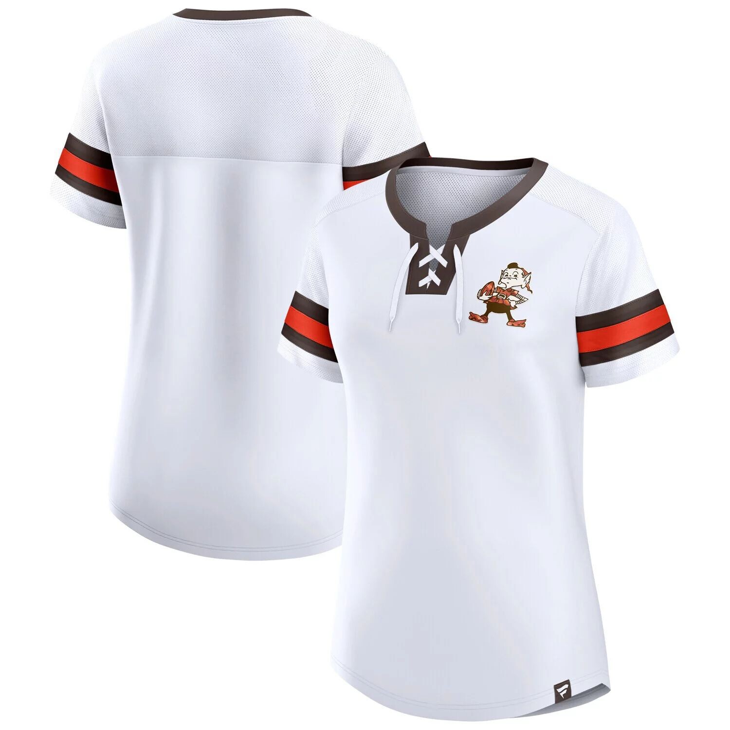 

Женская белая футболка с логотипом Fanatics Cleveland Browns Gridiron Classics Sunday Best на шнуровке Fanatics, Белый