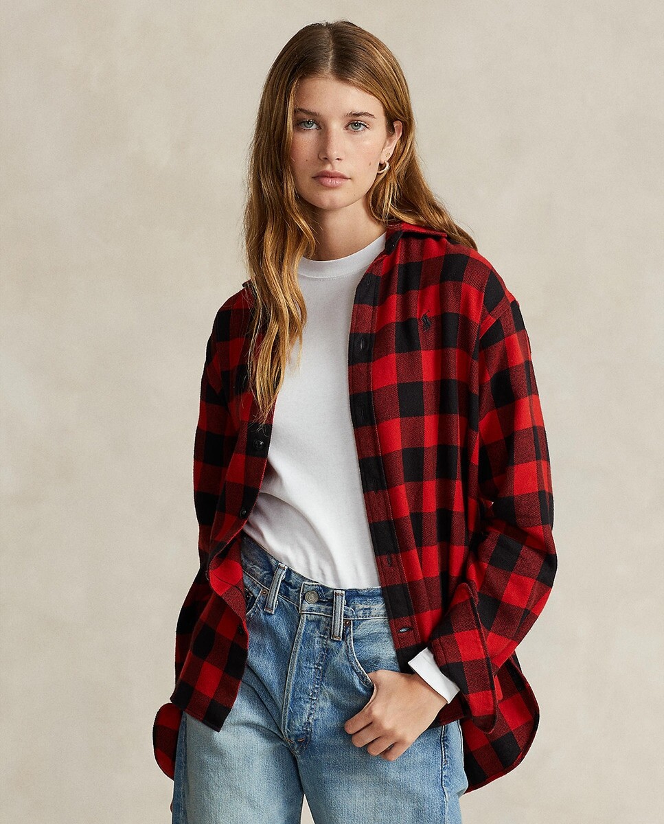 

Женская рубашка из хлопка в клетку Polo Ralph Lauren, красный