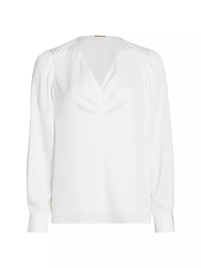 Драпированная блузка из шелкового полотна Elie Tahari, цвет sky white