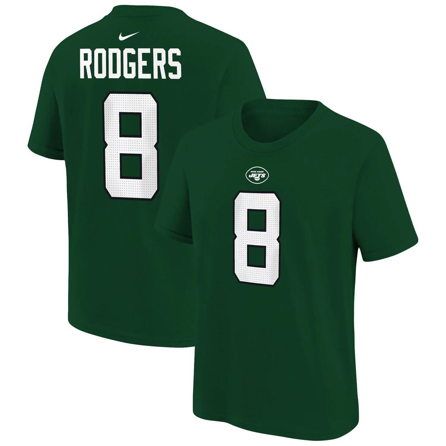 

Молодежная футболка Nike Aaron Rodgers Green New York Jets Legend с именем и номером игрока. Nike