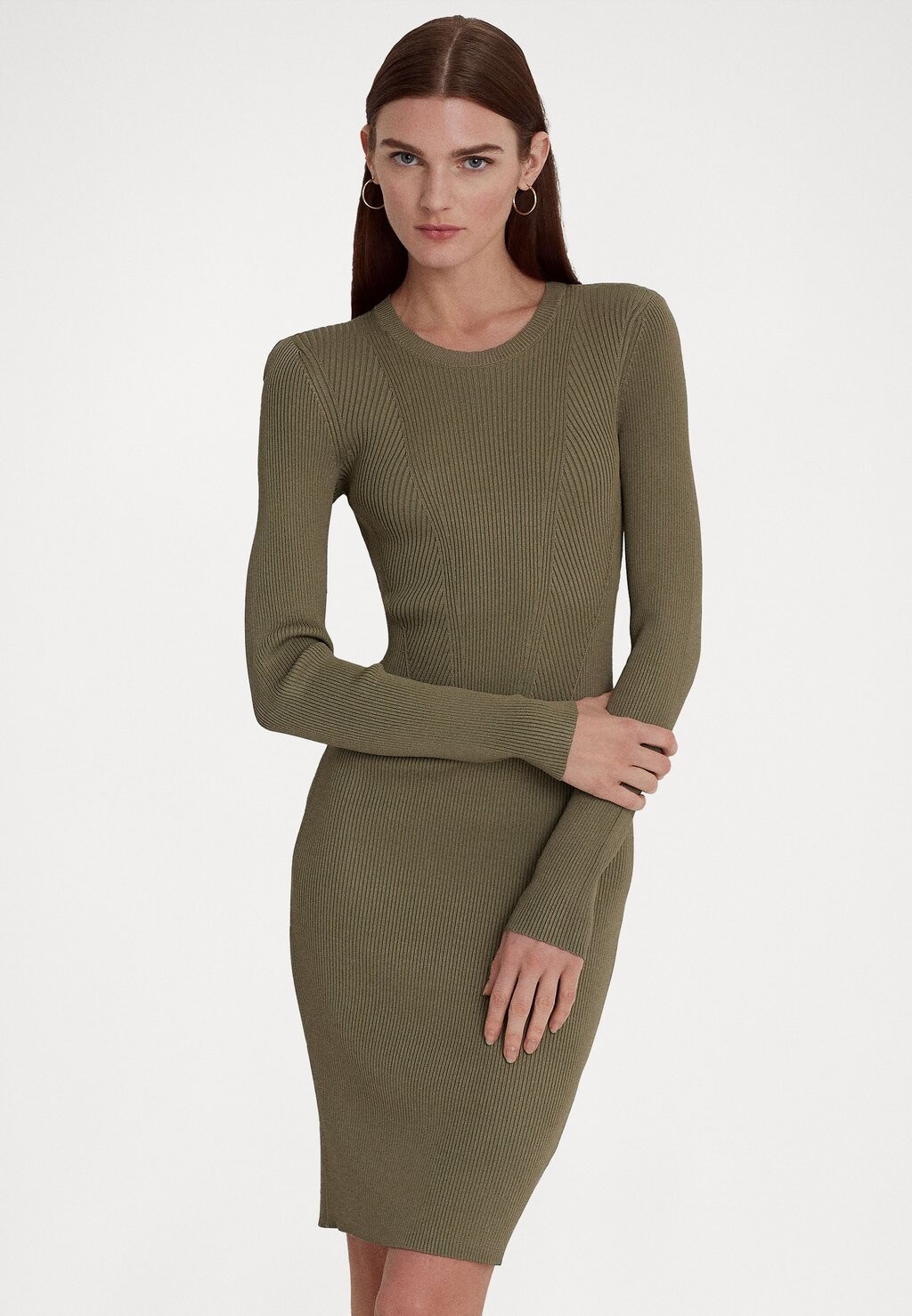 

Платье Lauren Ralph Lauren GEOJINAY LONG SLEEVE DAY DRESS, цвет olive fern