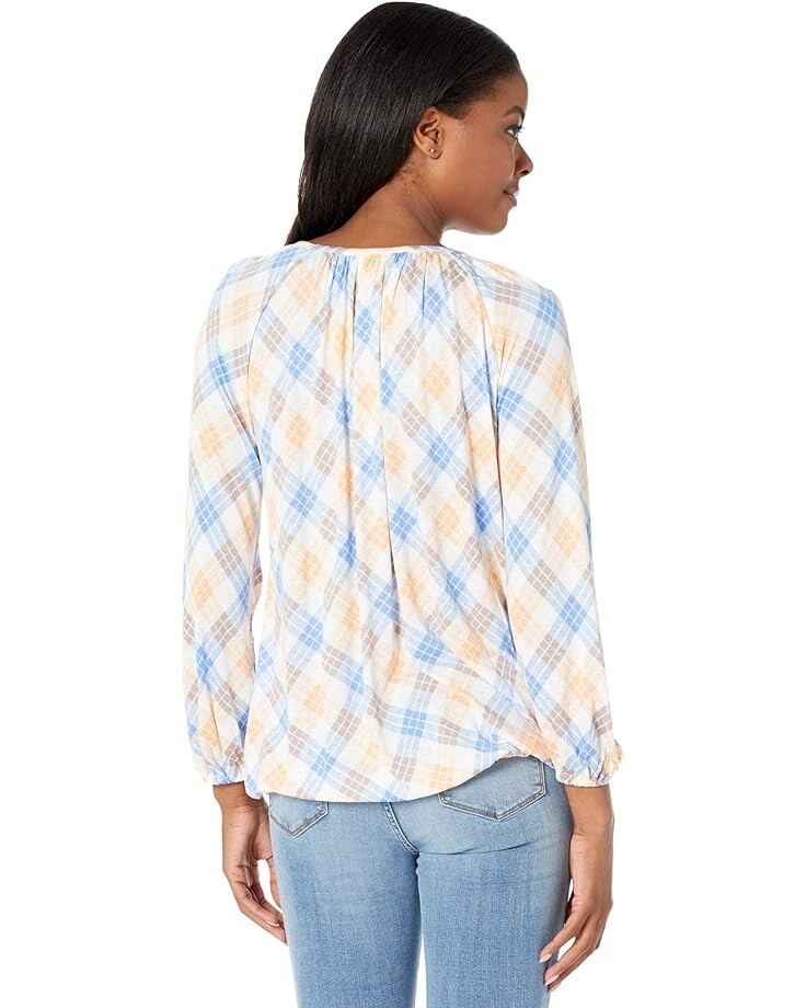 

Топ Michael Kors Newport Plaid Peasant Top, цвет Melon