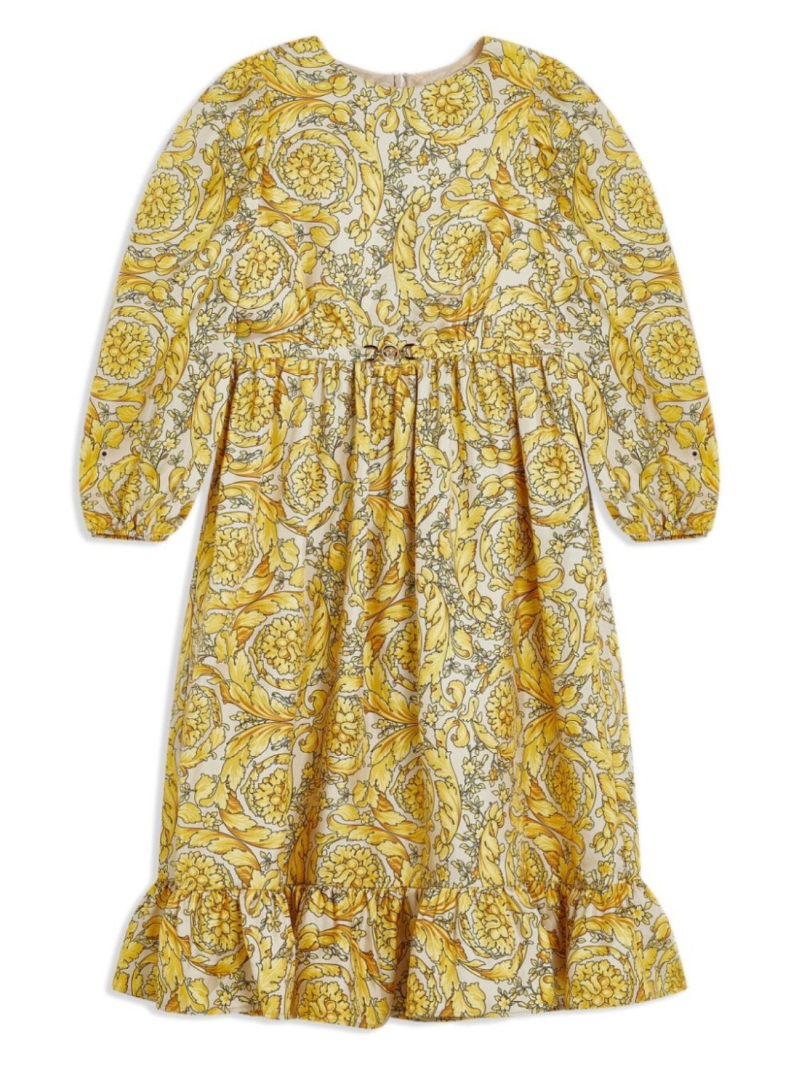 

Versace Kids шелковое платье с принтом Barocco, желтый